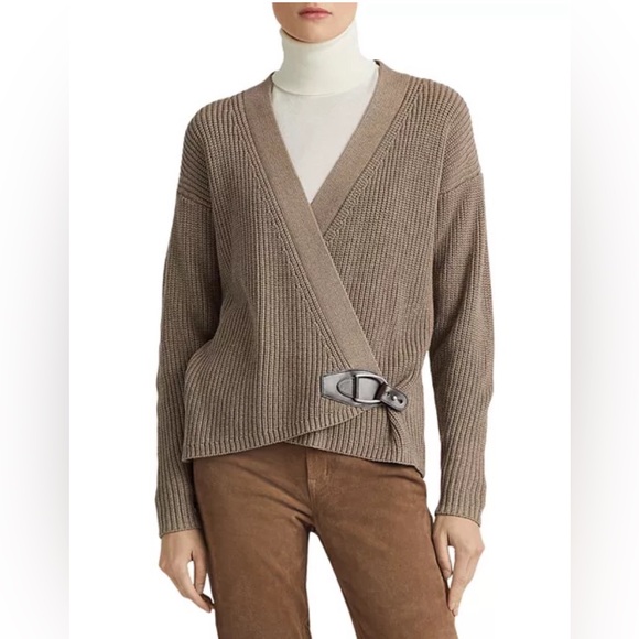 Brand new Ralph Lauren Long Sleeve Cotton Wrap Cardigan - Picture 2 of 5